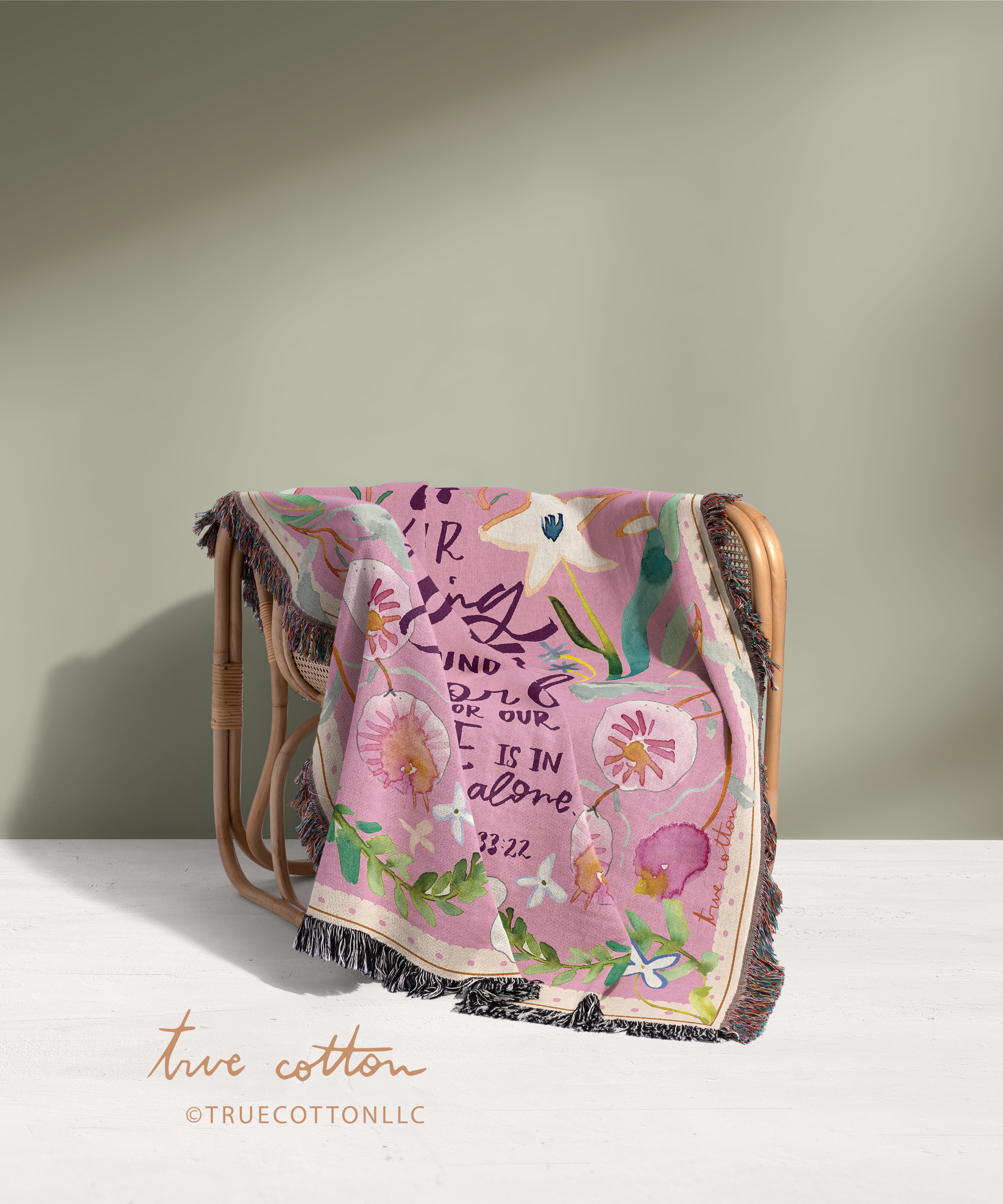 Psalm 33:22 Unfailing Love | Woven Floral Blanket