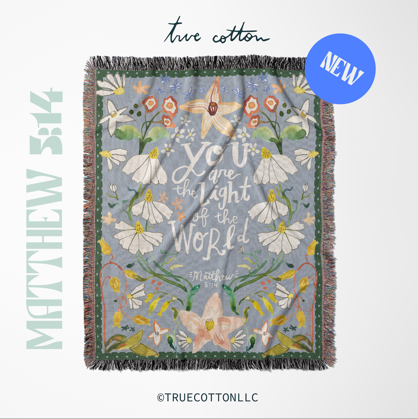Matthew 5:14 Daisies | Woven Floral Blanket