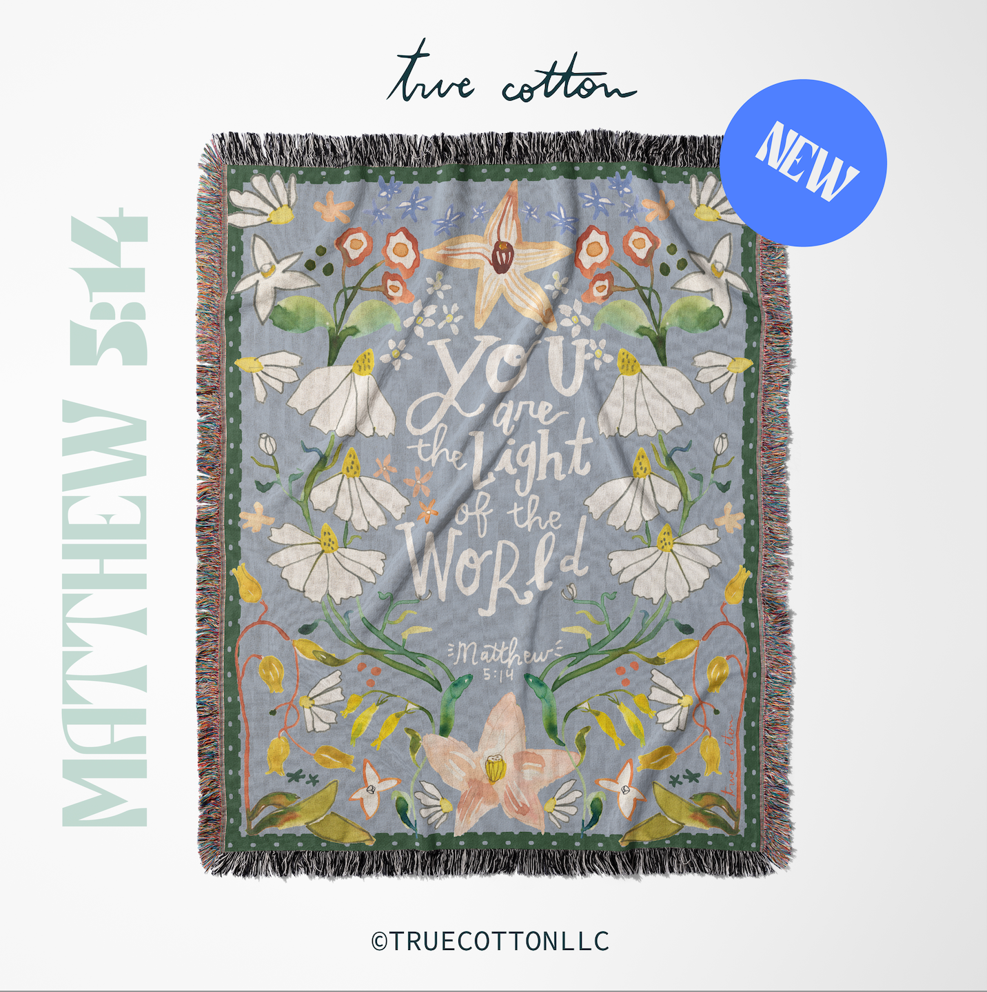 Matthew 5:14 Daisies |  Woven Floral Blanket