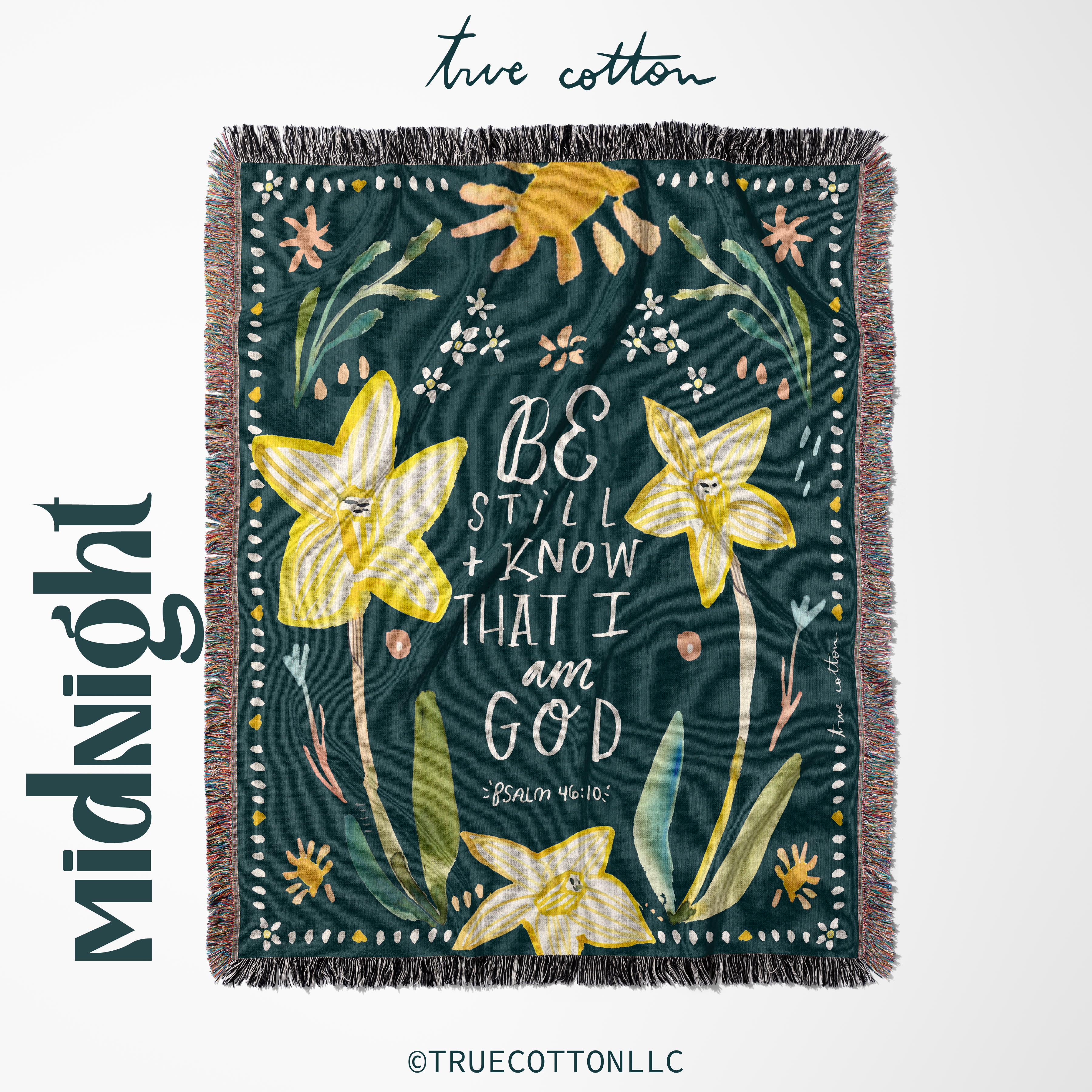 Psalm 46 Be Still and Know | Woven Floral Blanket