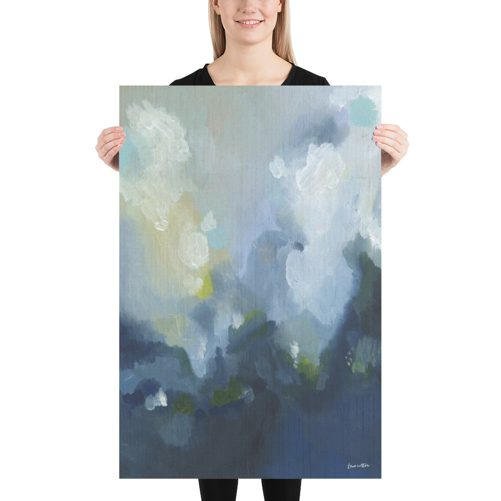 Clouds Abstract painting - blue, navy, yellow, green "God&