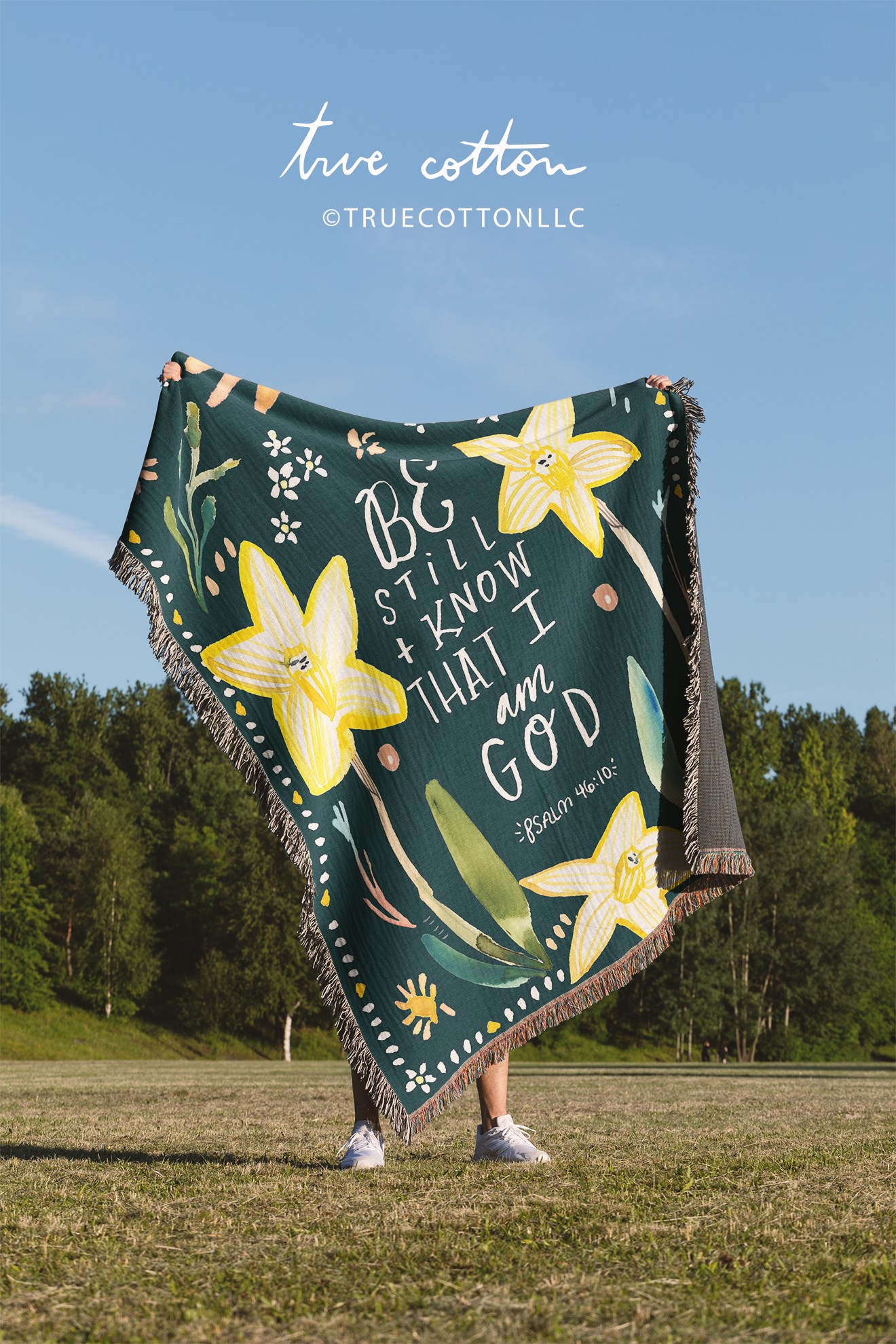 Psalm 46 Be Still and Know | Woven Floral Blanket