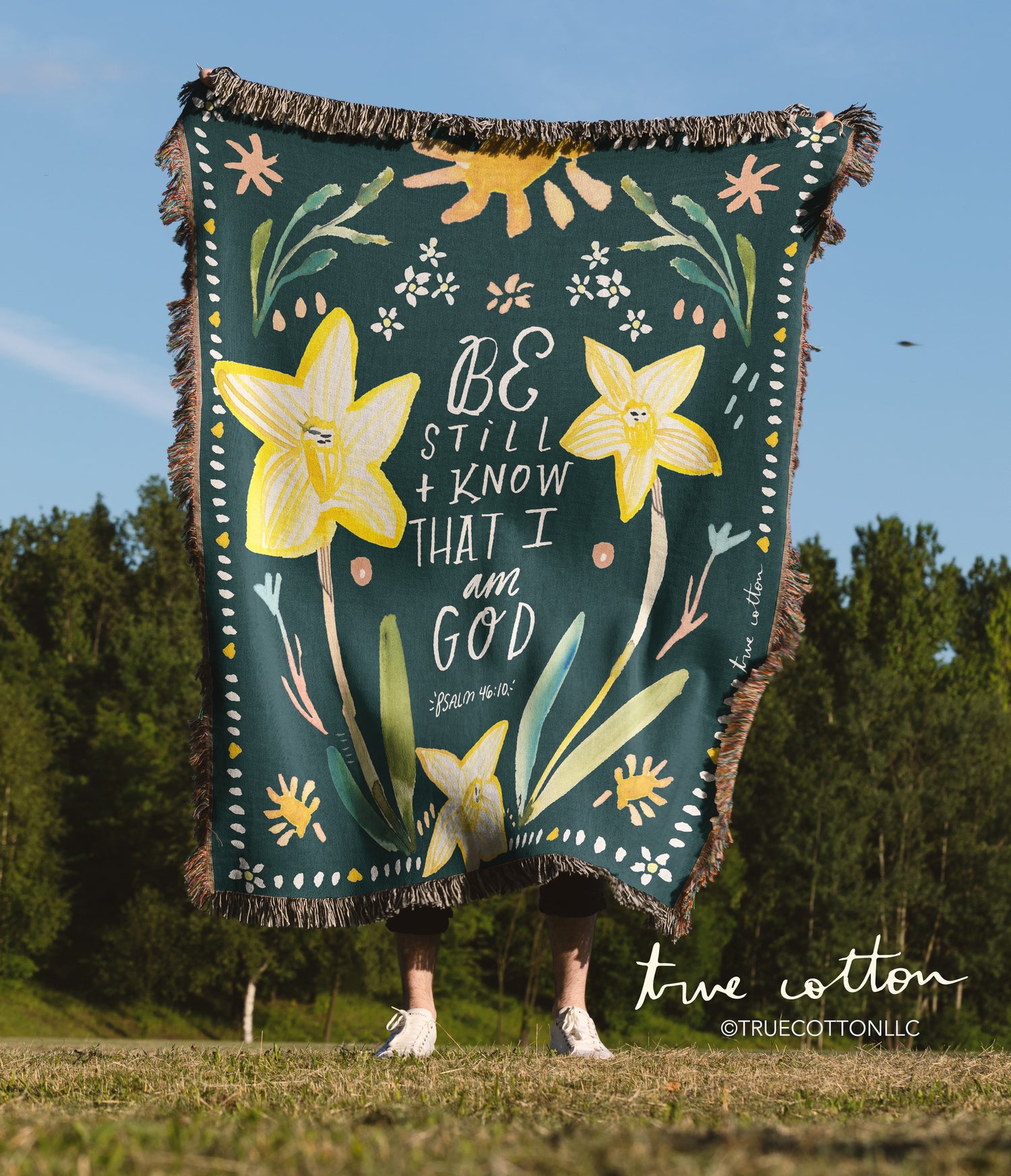 Psalm 46 Be Still and Know | Woven Floral Blanket