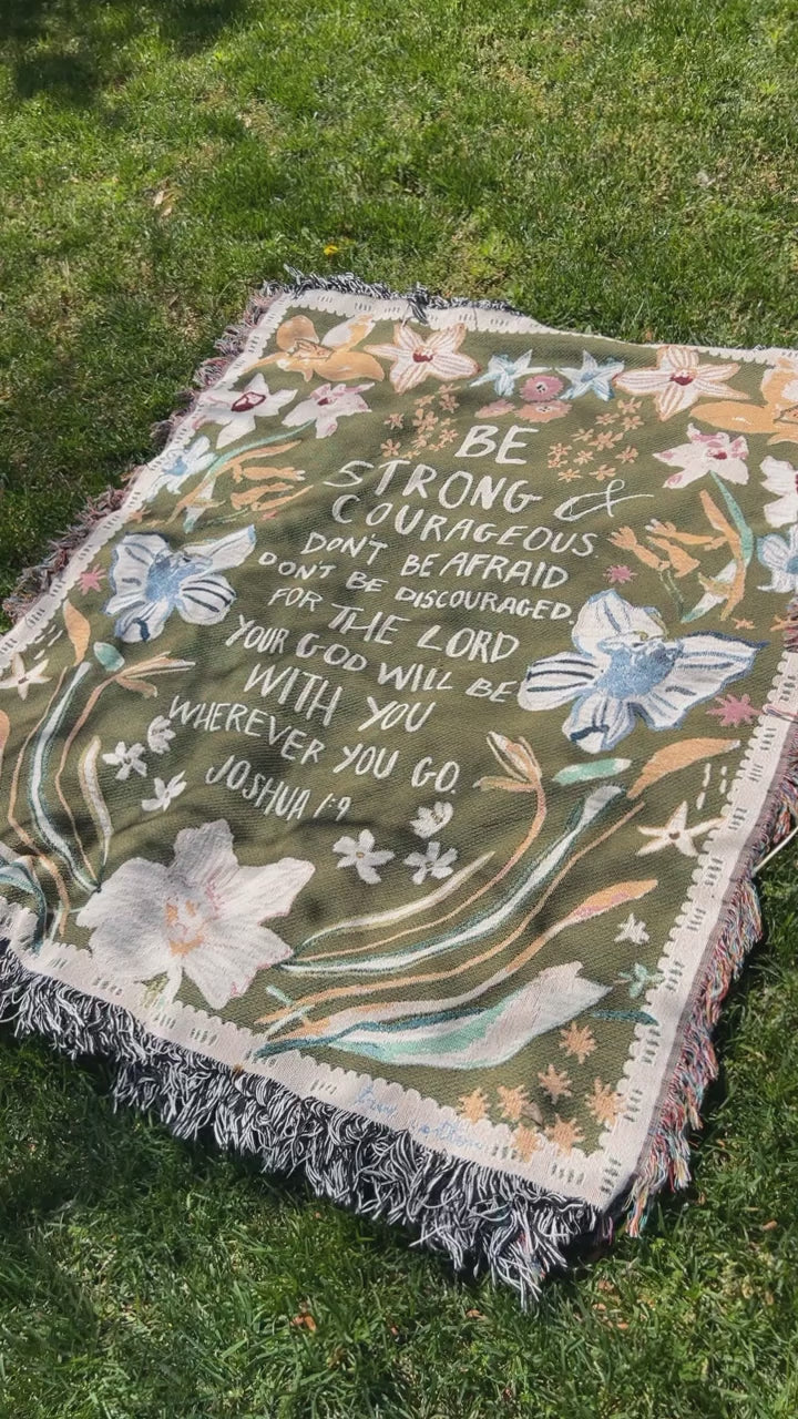 Joshua 1:9 | Woven Floral Blanket