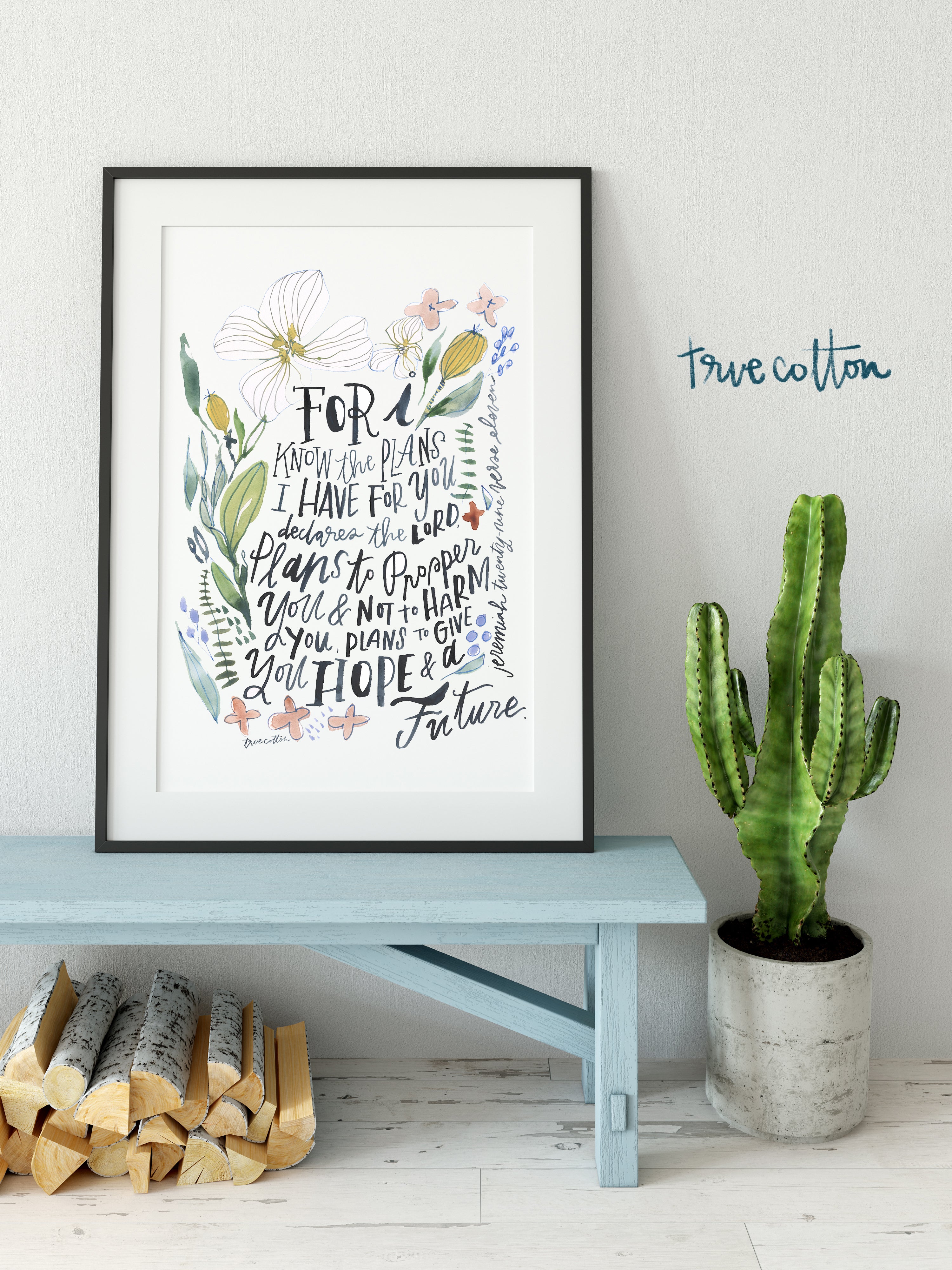 Jeremiah 29:11 The plans I have for you, Floral Watercolor Scripture, Baby Nursery Decor, Watercolor Floral Nursery Art