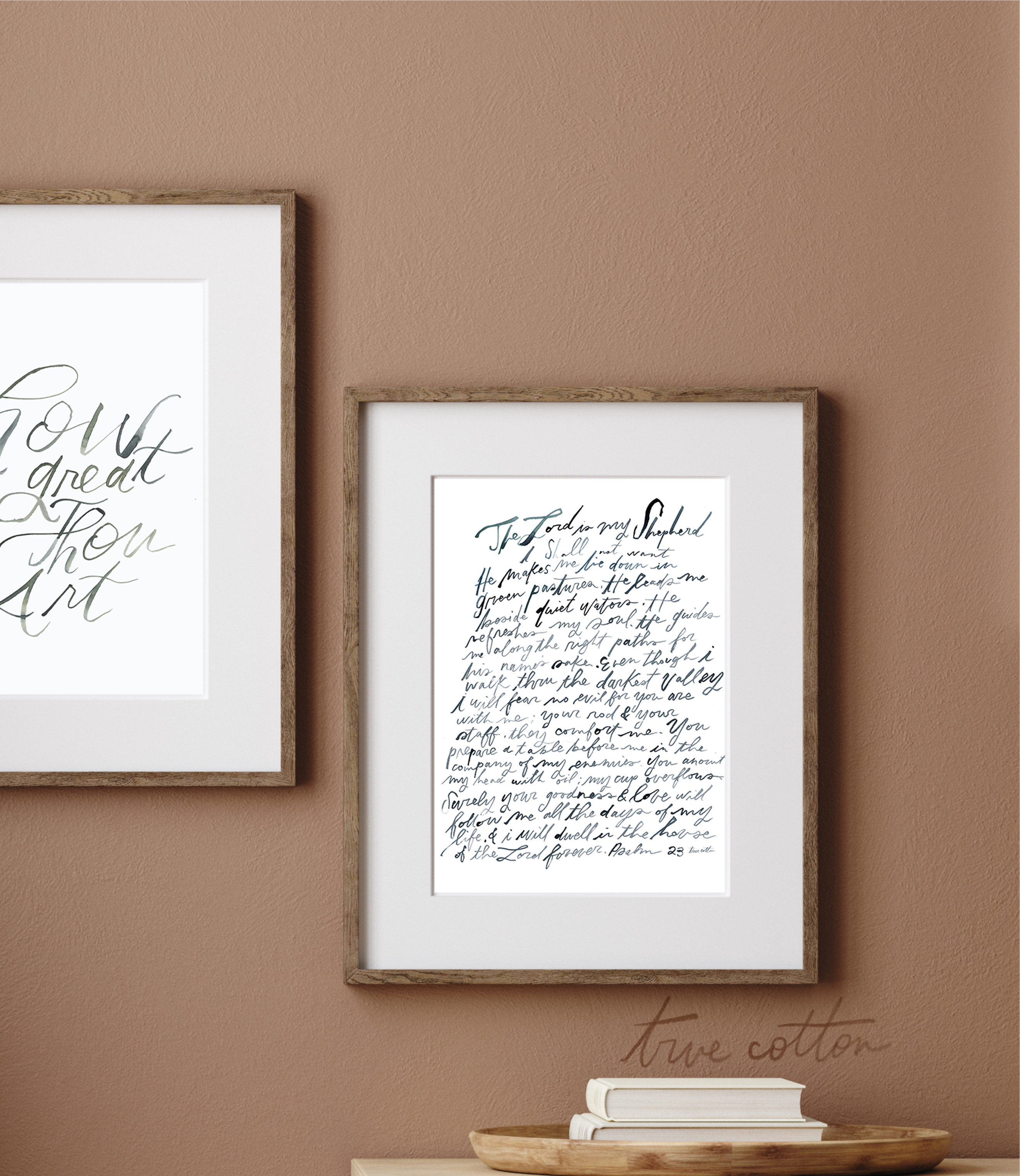 Psalm 23 Black and White Hand-Lettered Scripture Fine Art PRINT