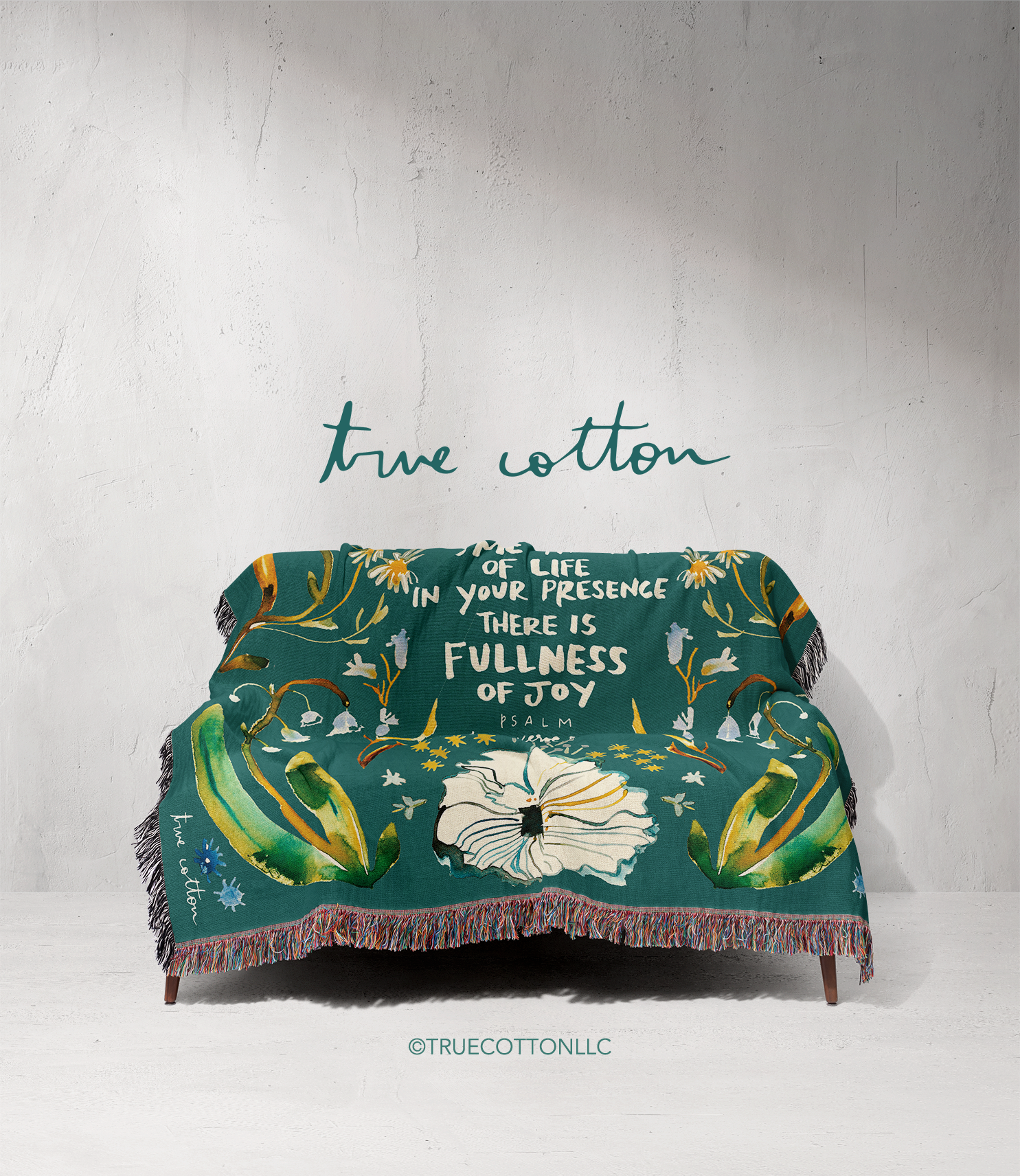 Psalm 16:11 Fullness of Joy | Woven Floral Blanket