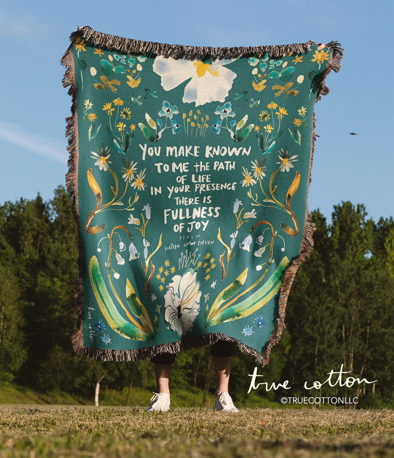 Psalm 16:11 Fullness of Joy | Woven Floral Blanket