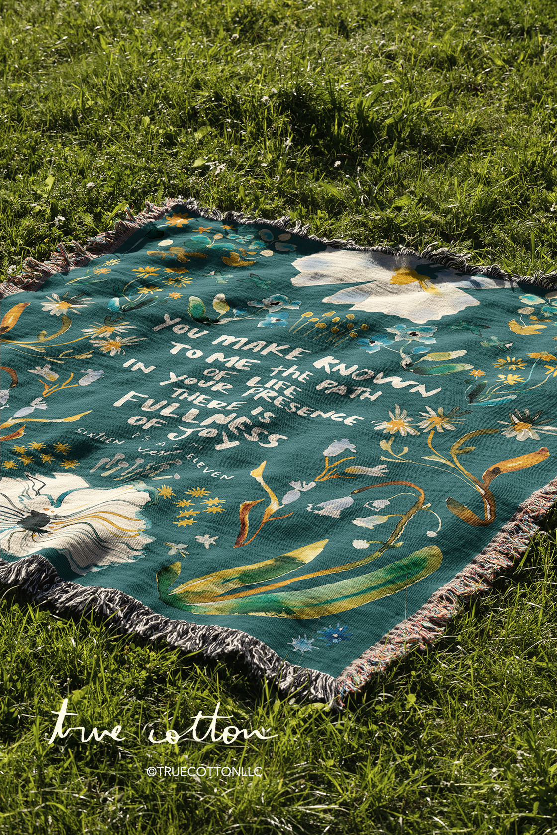 Psalm 16:11 Fullness of Joy | Woven Floral Blanket