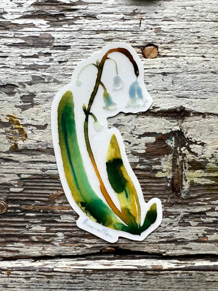 Lily of the Valley and Daffodils Oversized, Large 4" True Cotton Sticker for Waterbottle