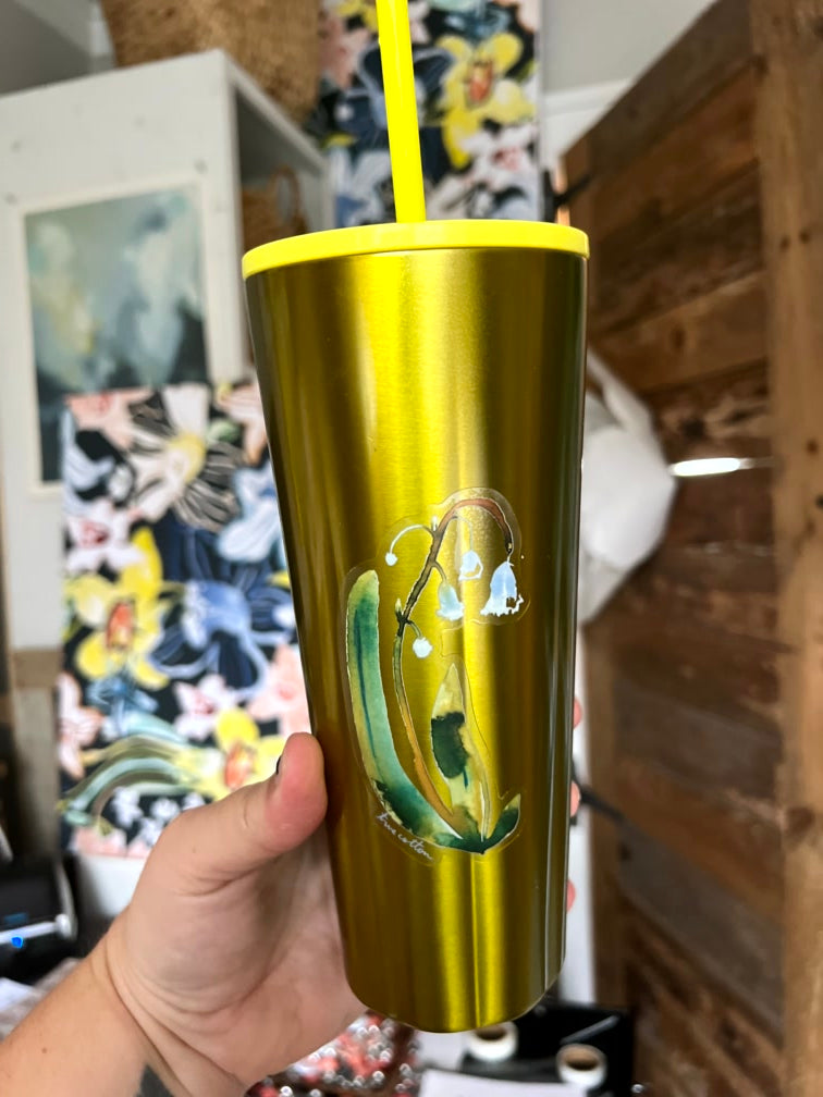 Lily of the Valley and Daffodils Oversized, Large 4" True Cotton Sticker for Waterbottle