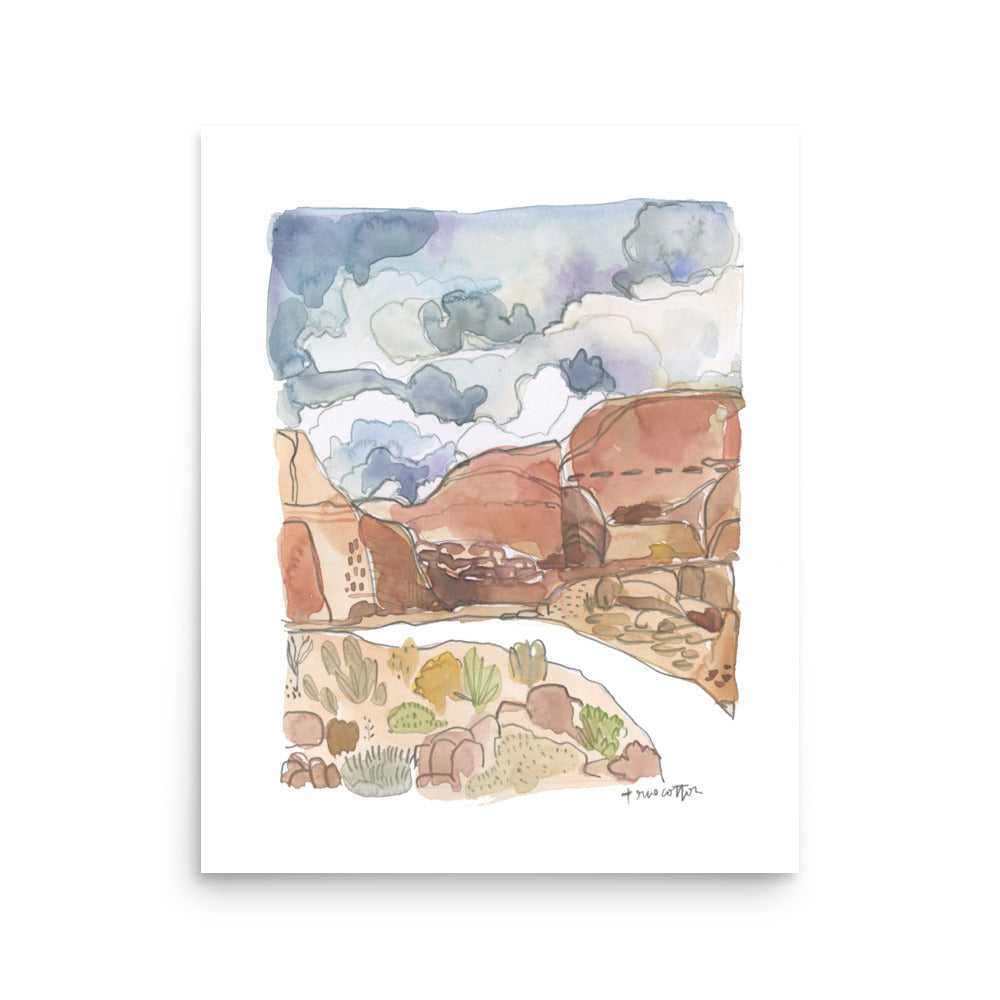 Desert Canyon Watercolor Art PRINT 8x10, 16x20, 18x24