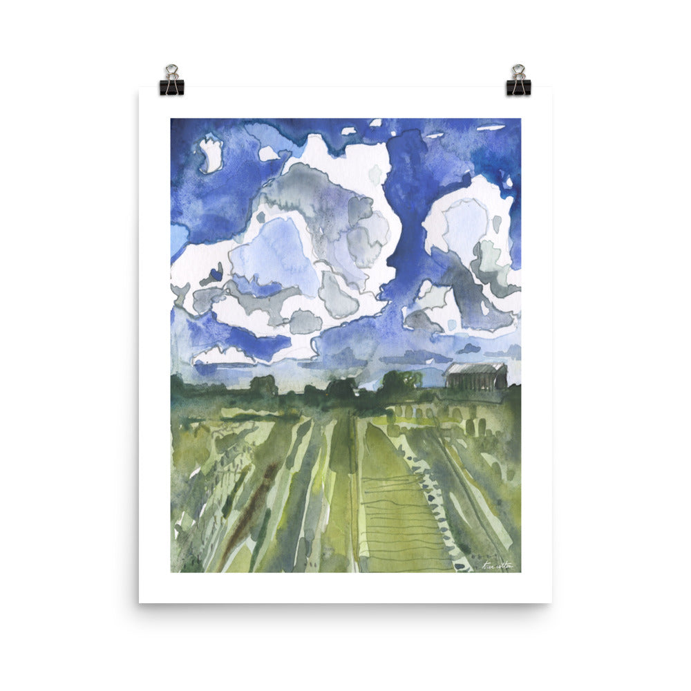 In the Field Watercolor Art PRINT