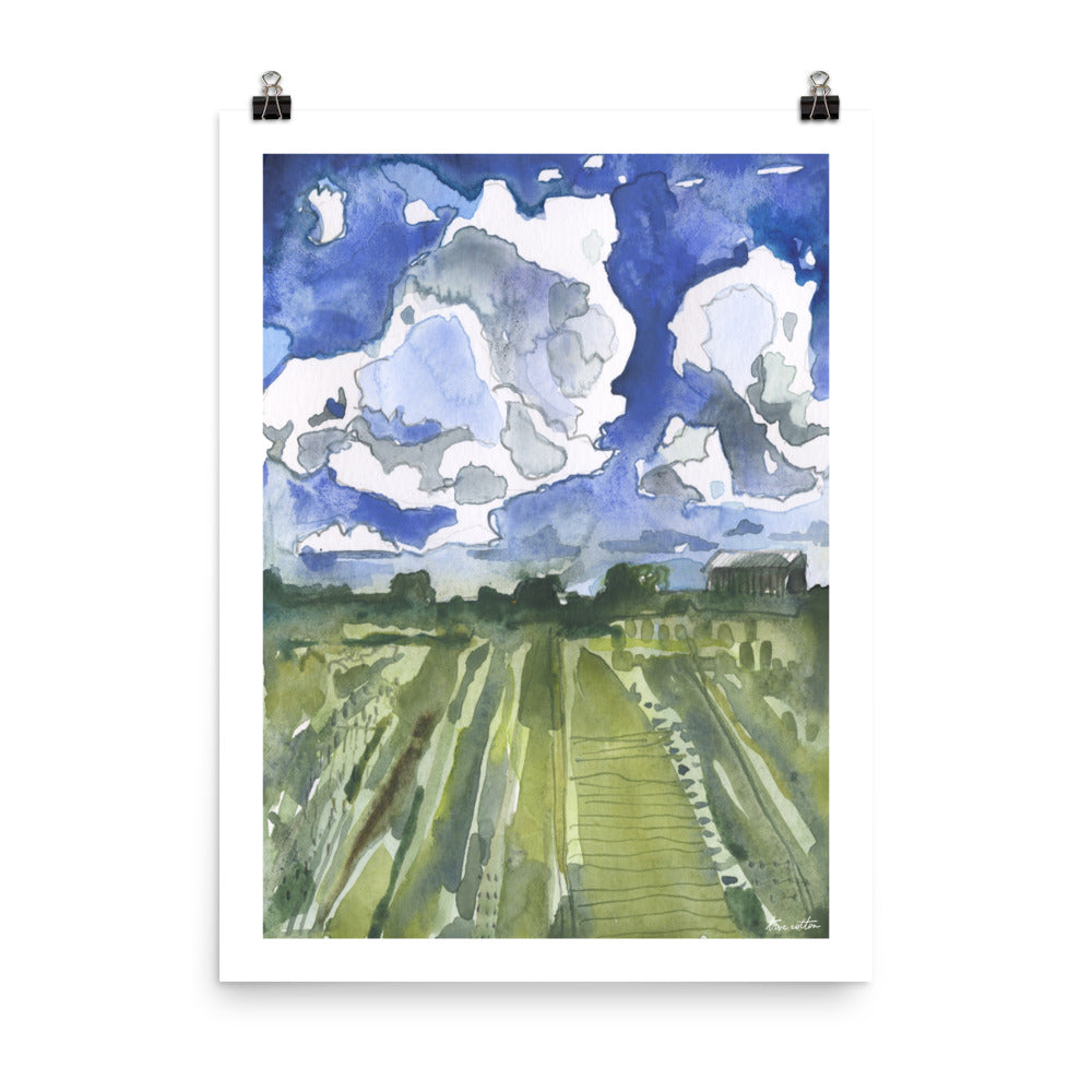 In the Field Watercolor Art PRINT
