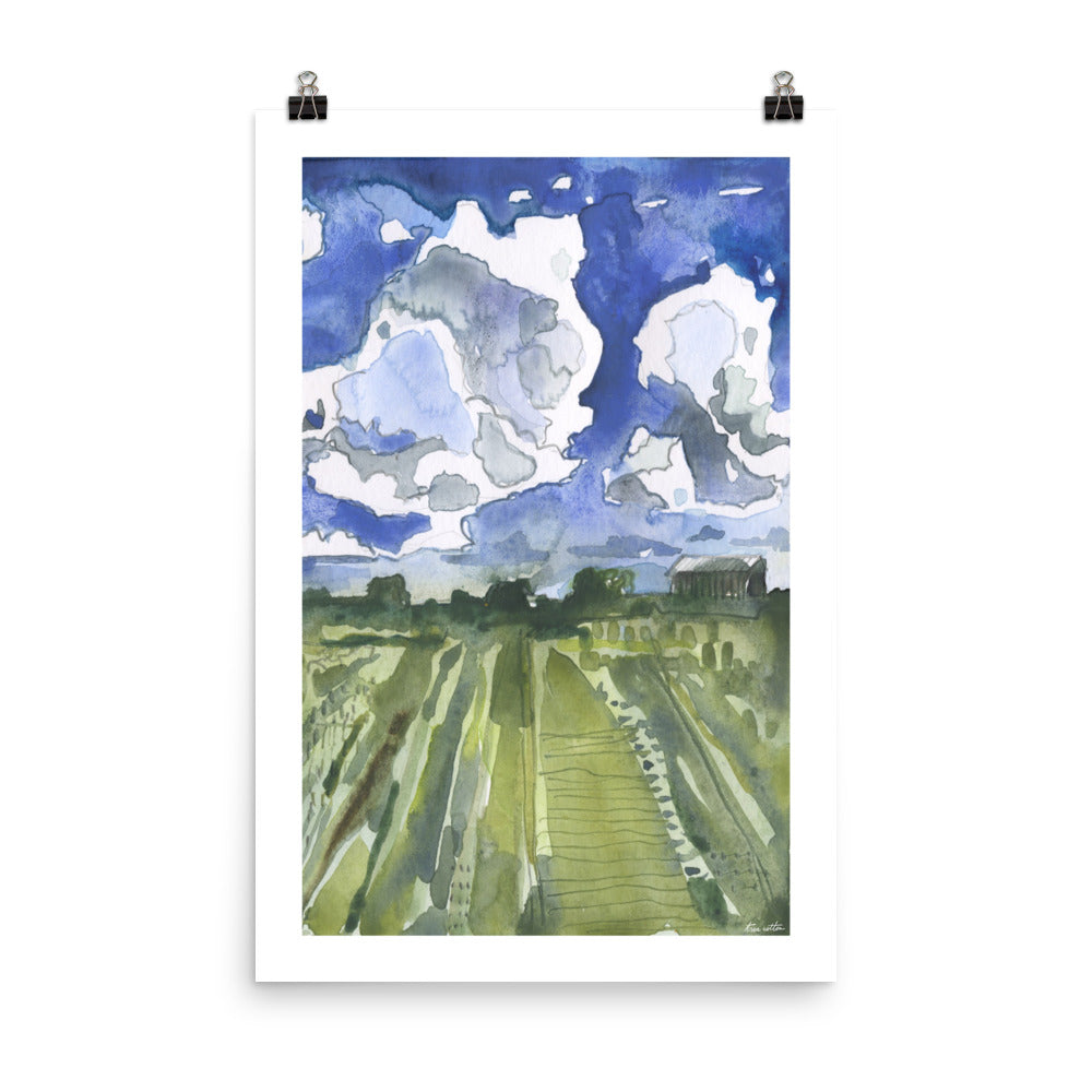 In the Field Watercolor Art PRINT