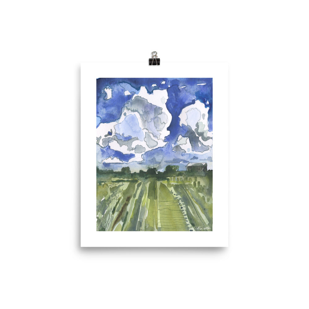 In the Field Watercolor Art PRINT