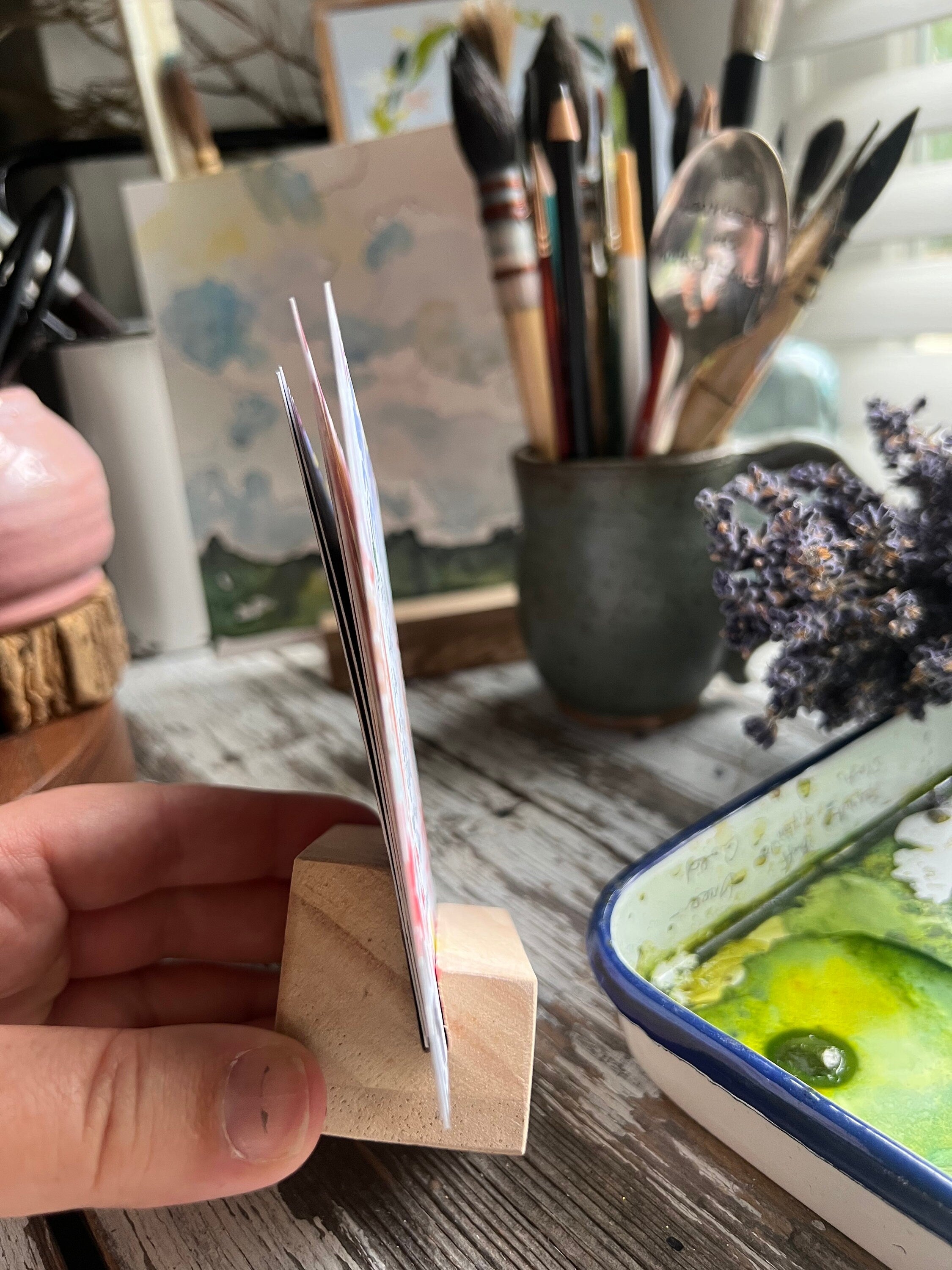 Psalms Bible Verse Scripture Cards | Set of 6, 12 verses, botanical Watercolor Art with handmade Wooden Stand True Cotton