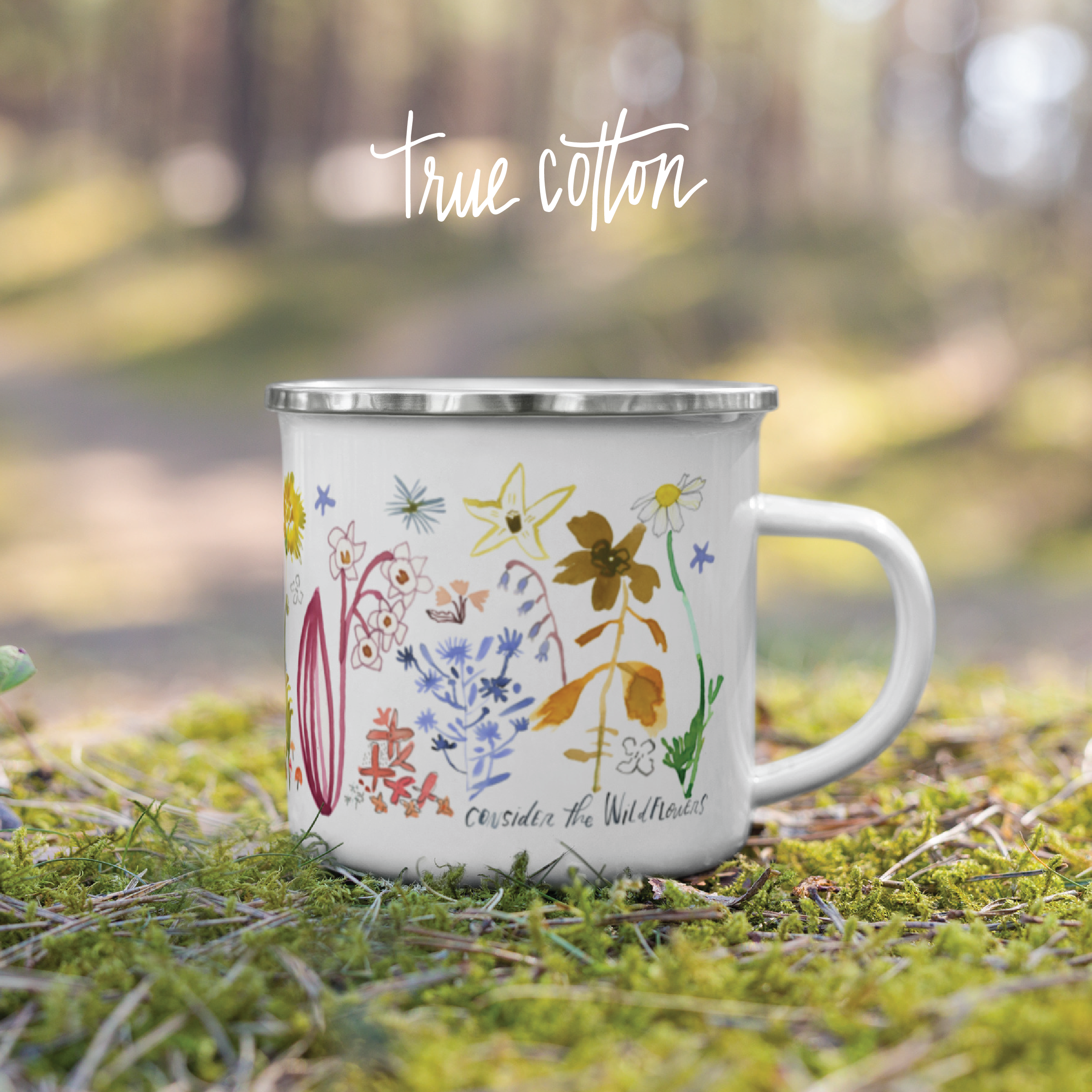 Enamel Camping Mug, Wildflower Enamel Mug Consider the Wildflowers