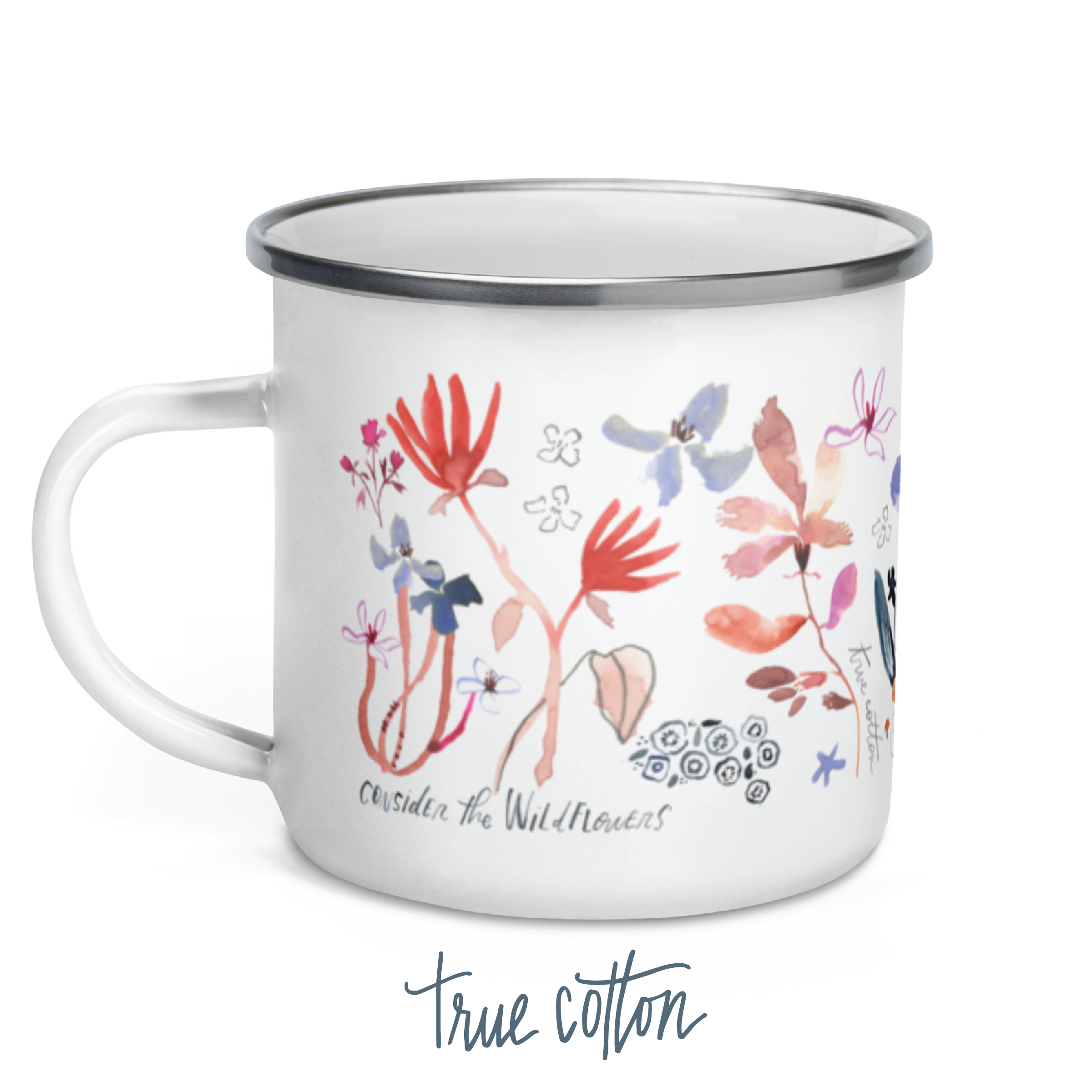 Enamel Camping Mug, Wildflower Enamel Mug Consider the Wildflowers