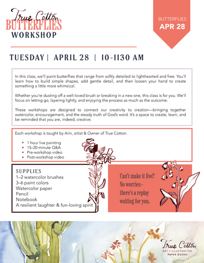 Butterflies Watercolor Workshop | April 28