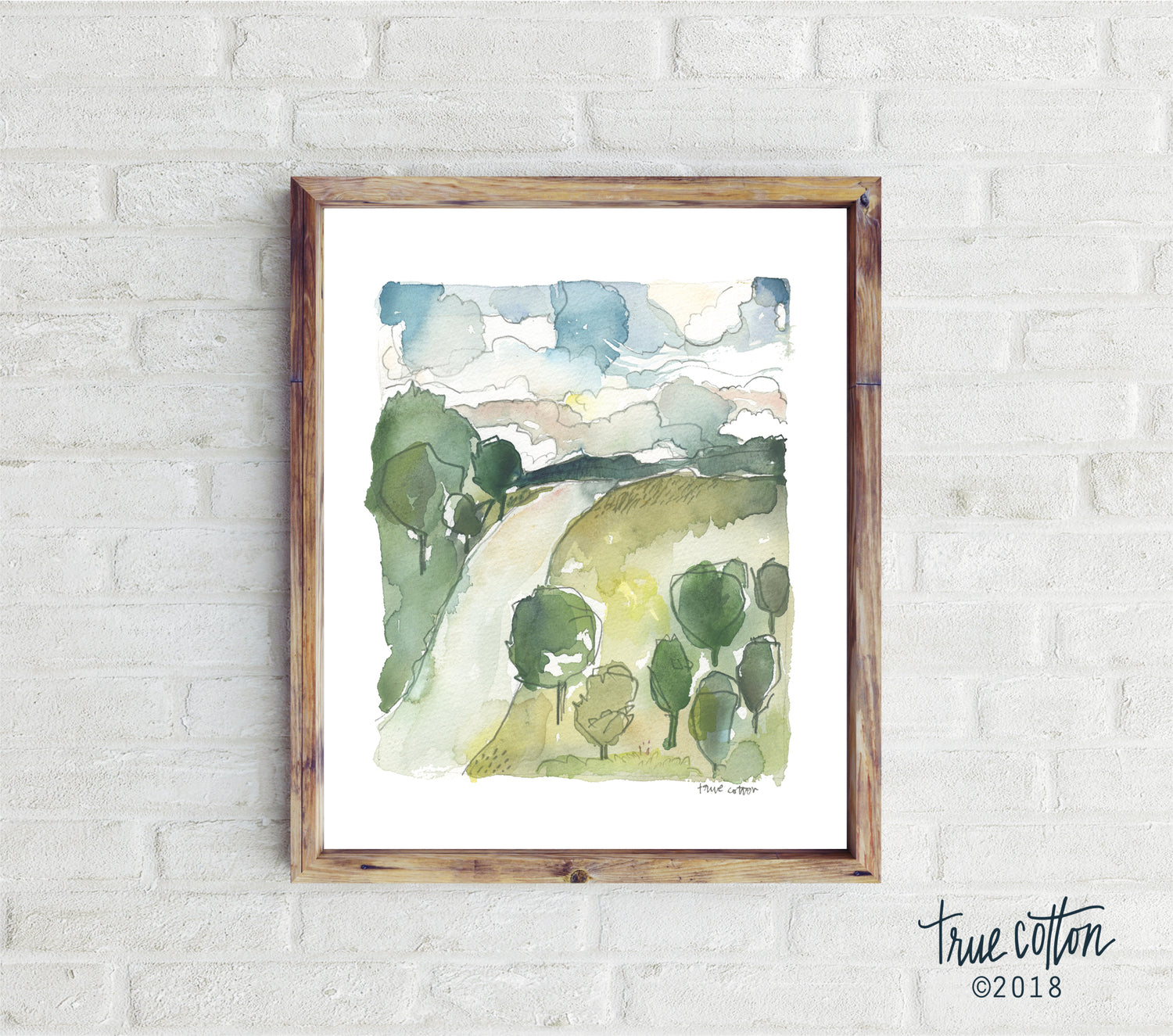 Watercolor Landscape Scene Home Decor Fine Art Print