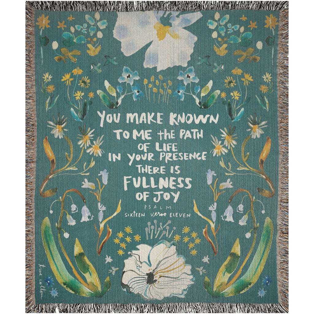 Psalm 16:11 Fullness of Joy | Woven Floral Blanket