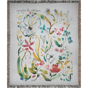 Consider the Wildflowers, Christian Blanket, Jesus, Woven Floral Blanket, Watercolor Flowers, True Cotton