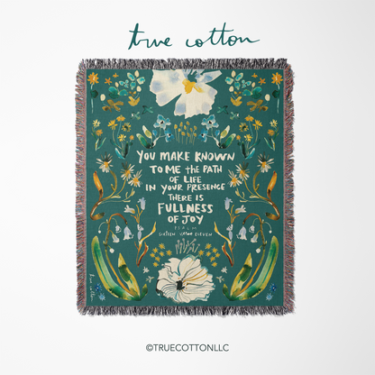 Psalm 16:11 Fullness of Joy | Woven Floral Blanket