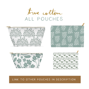 Willow Bark - Small Flat Travel Zipper Pouch Floral 8.5" x 6.5"