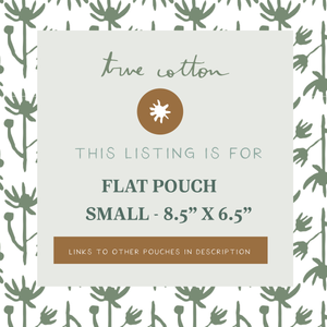 Willow Bark - Small Flat Travel Zipper Pouch Floral 8.5" x 6.5"