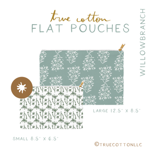 Willow Bark - Small Flat Travel Zipper Pouch Floral 8.5" x 6.5"