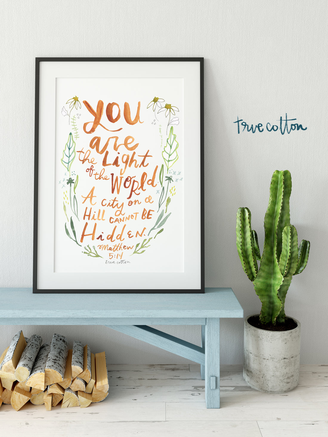 Light of the World, Watercolor Floral Matthew 5:14 PRINT