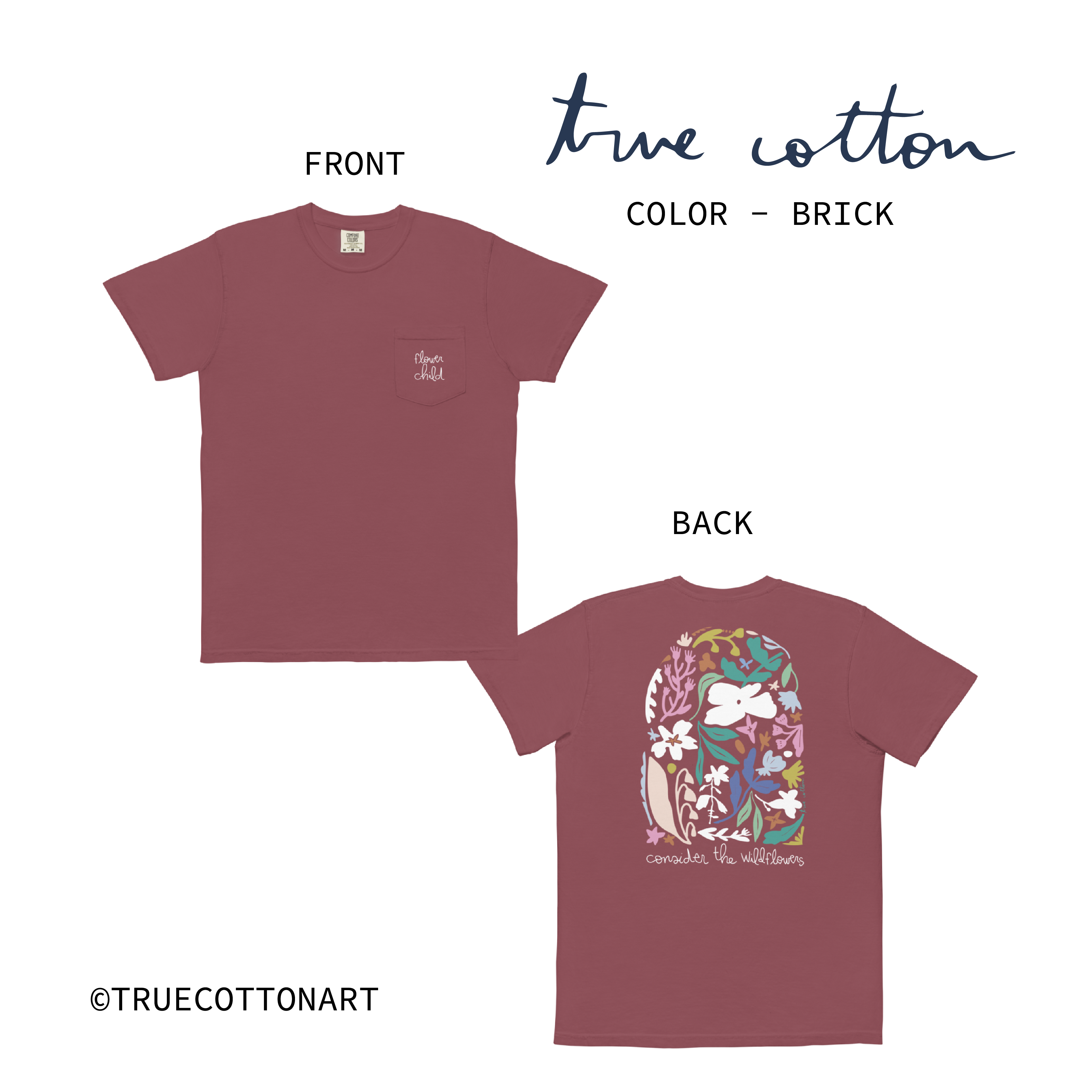 Comfort Colors® Garment Dyed Berry, Brick, Flo Blue, True Navy, Grey, Christian Shirt, Pocket T, Wildflower Shirt , CC 6030, True Cotton