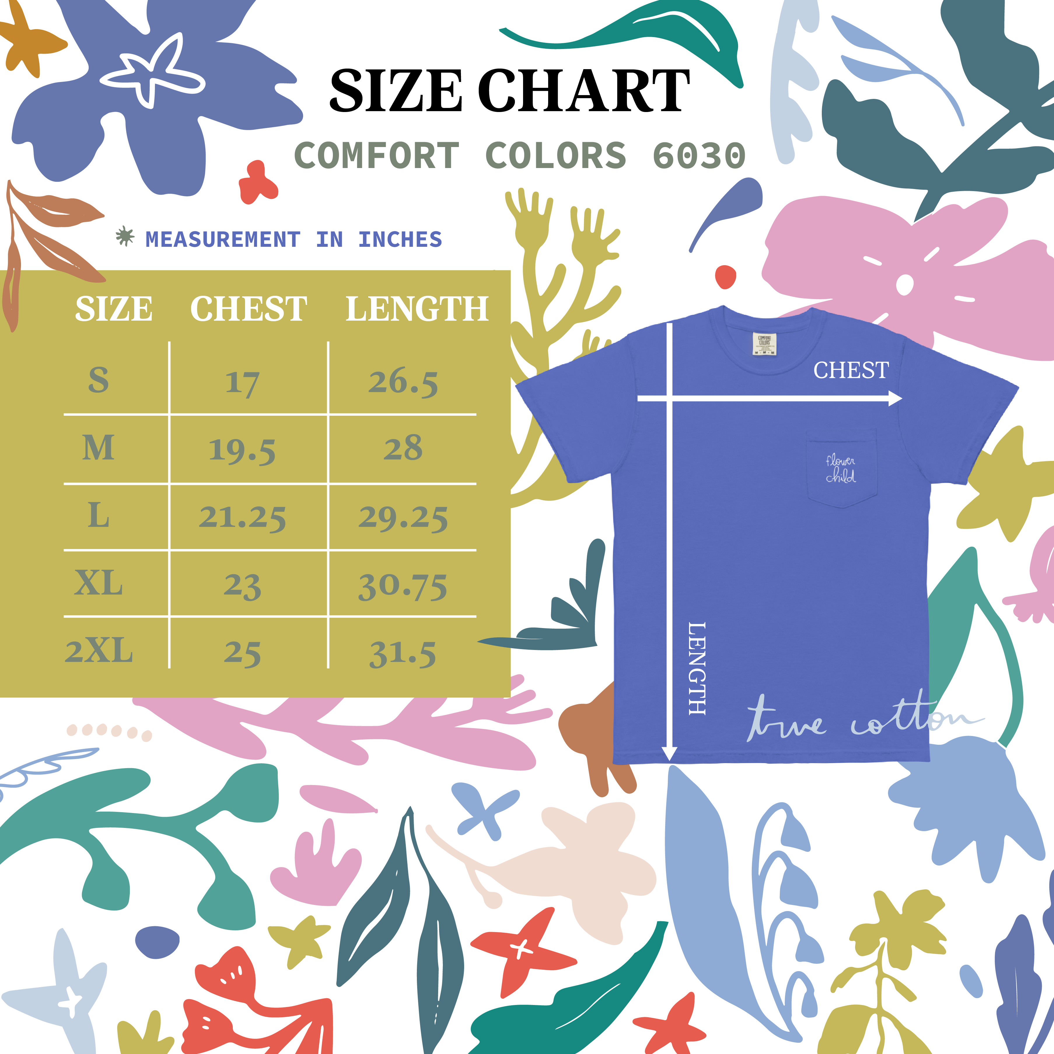 Comfort Colors® Garment Dyed Berry, Brick, Flo Blue, True Navy, Grey, Christian Shirt, Pocket T, Wildflower Shirt , CC 6030, True Cotton