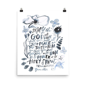 Open image in slideshow, May the God of Hope fill you with all joy Romans 15:13 Scripture Watercolor Fine Art Print

