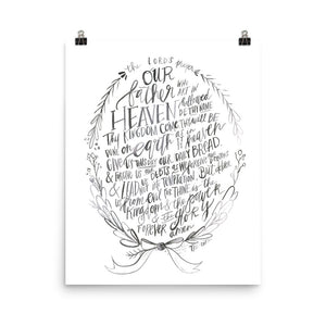 Open image in slideshow, The Lord&#39;s Prayer Black and White Large Print PRINT
