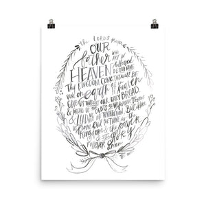 Open image in slideshow, The Lord&#39;s Prayer Black and White Large Print PRINT

