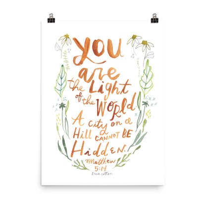 Light of the World, Watercolor Floral Matthew 5:14 PRINT