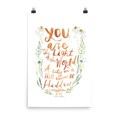 Light of the World, Watercolor Floral Matthew 5:14 PRINT