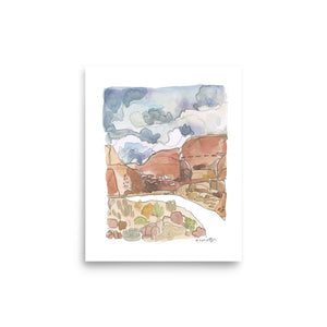 Open image in slideshow, Desert Canyon Watercolor Art PRINT 8x10, 16x20, 18x24
