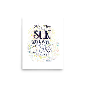 Open image in slideshow, God made the sun moon &amp; stars | Genesis 1:6 Fine Art Poster Print
