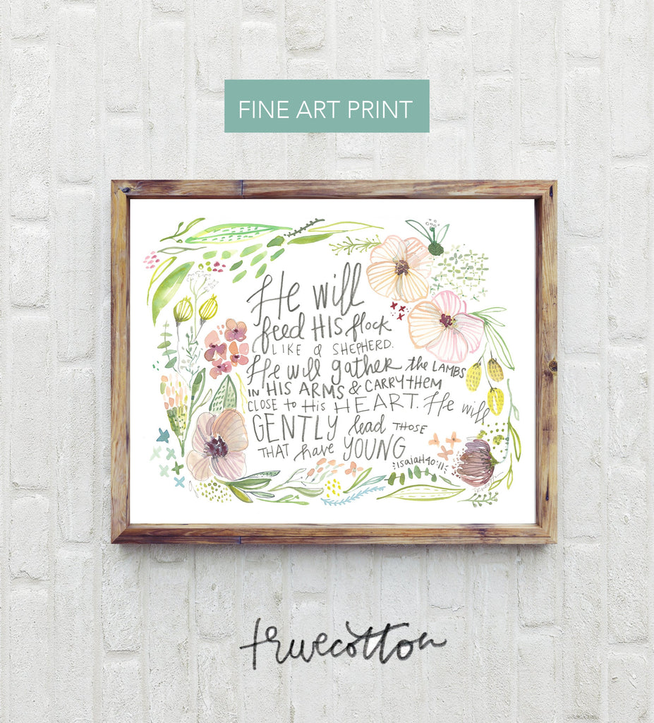 Isaiah 45:11 God Gently Leads Those with young Motherhood Fine Art Print 8x10, 16x20, 18x24