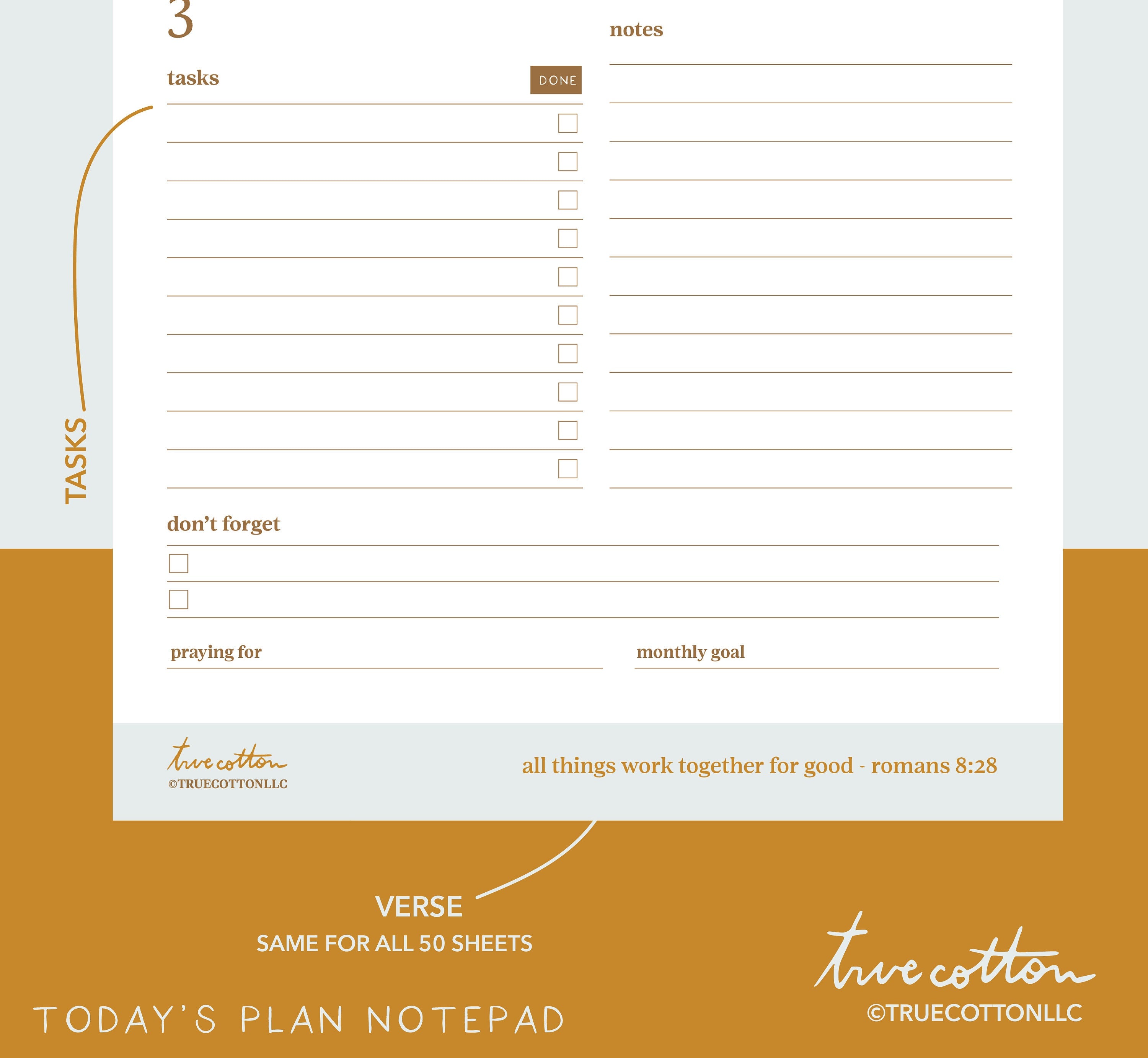 Today's Plan | Daily notepad | To do list notepad | Daily organizer | Thankful List | Prayer List | Scripture Christian Notepad