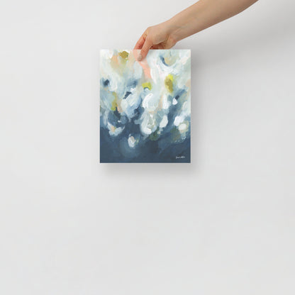 Abstract painting - pink, blue, yellow, navy, white &amp;quot;God&amp;