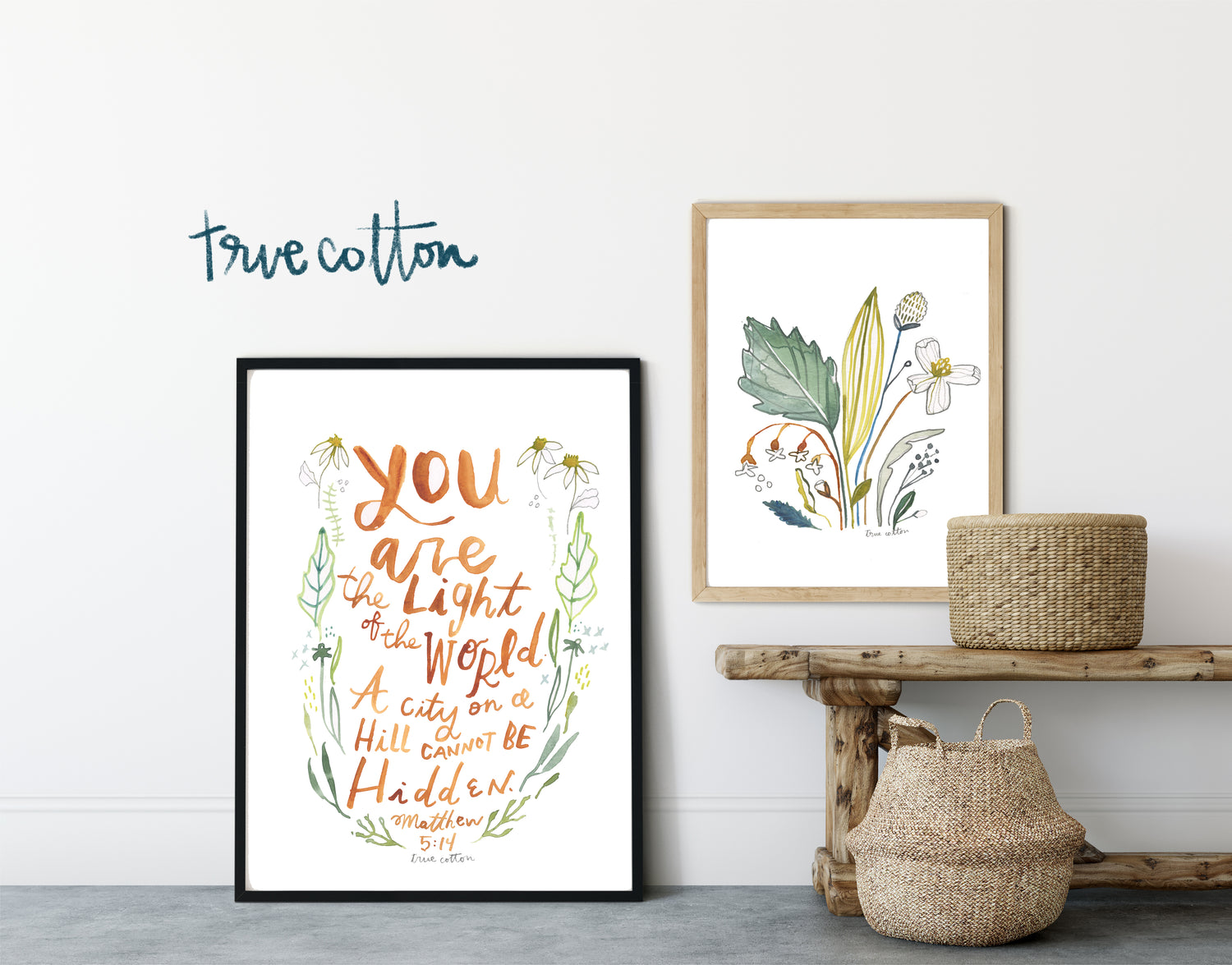 Light of the World, Watercolor Floral Matthew 5:14 PRINT