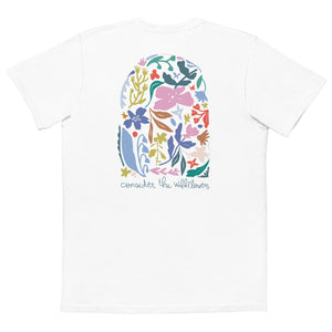 Open image in slideshow, Comfort Colors® Christian Shirt, Pocket WHITE T Wildflowers, Flower Child Garment Dyed, CC 6030, True Cotton

