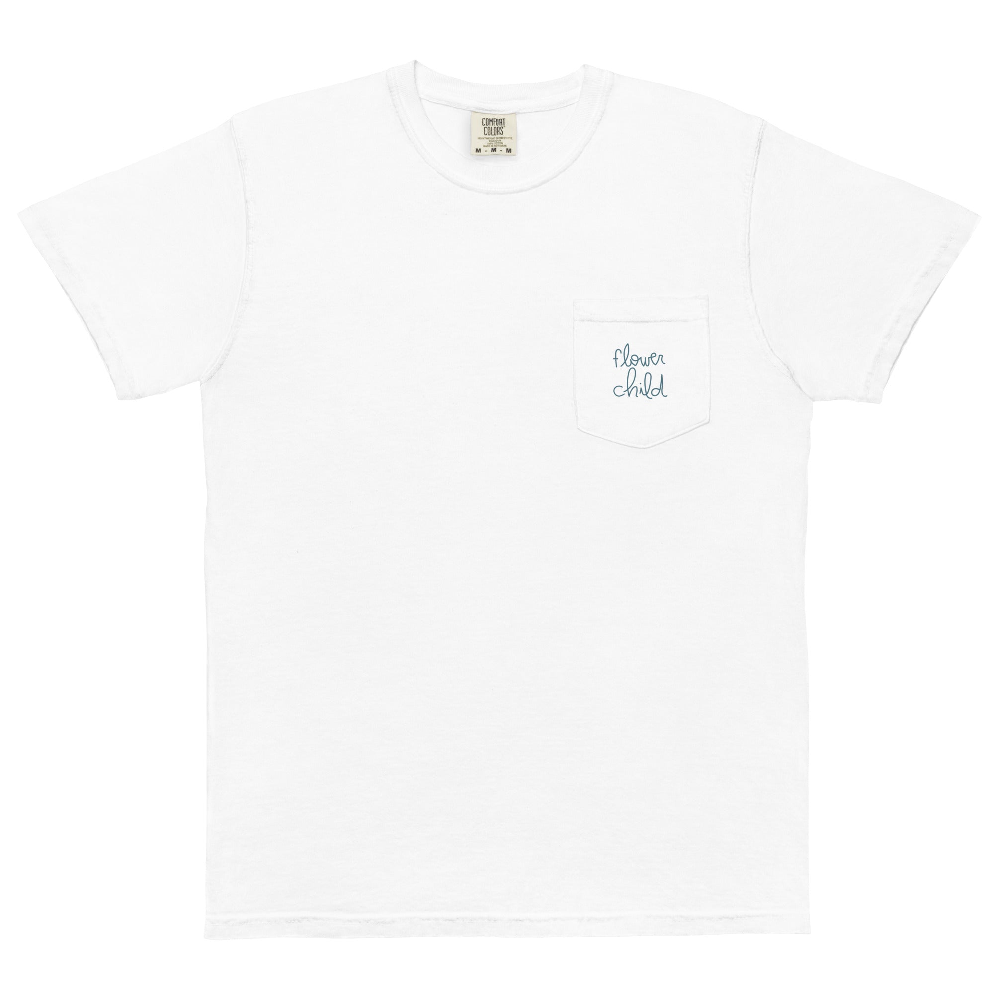 Comfort Colors® Christian Shirt, Pocket WHITE T Wildflowers, Flower Child Garment Dyed, CC 6030, True Cotton